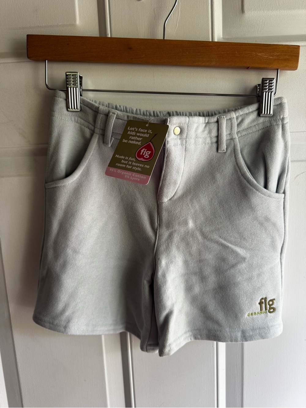 FIG KIDS Organic Cotton French Terry Light Gray Shorts - 8 years- NWT